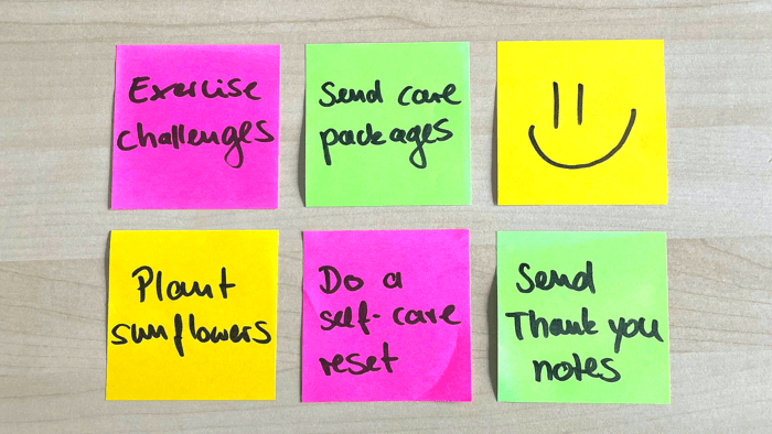Ideas on post-its how leaders can support their employees' mental health.