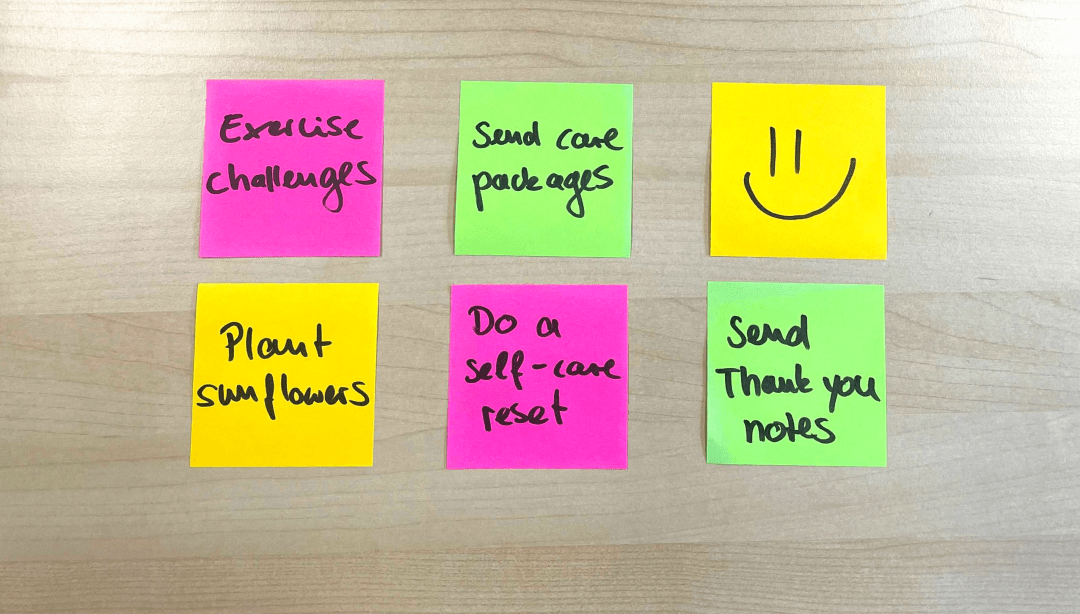 Ideas on post-its how leaders can support their employees' mental health.